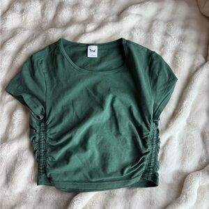 TNA Forest Green Ruched Crop Top